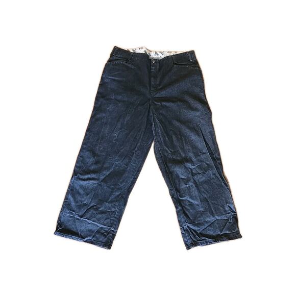 VTG 90s Ben Davis Frisko Jeans Wide Leg Baggy Workwear Pants Black 46x30